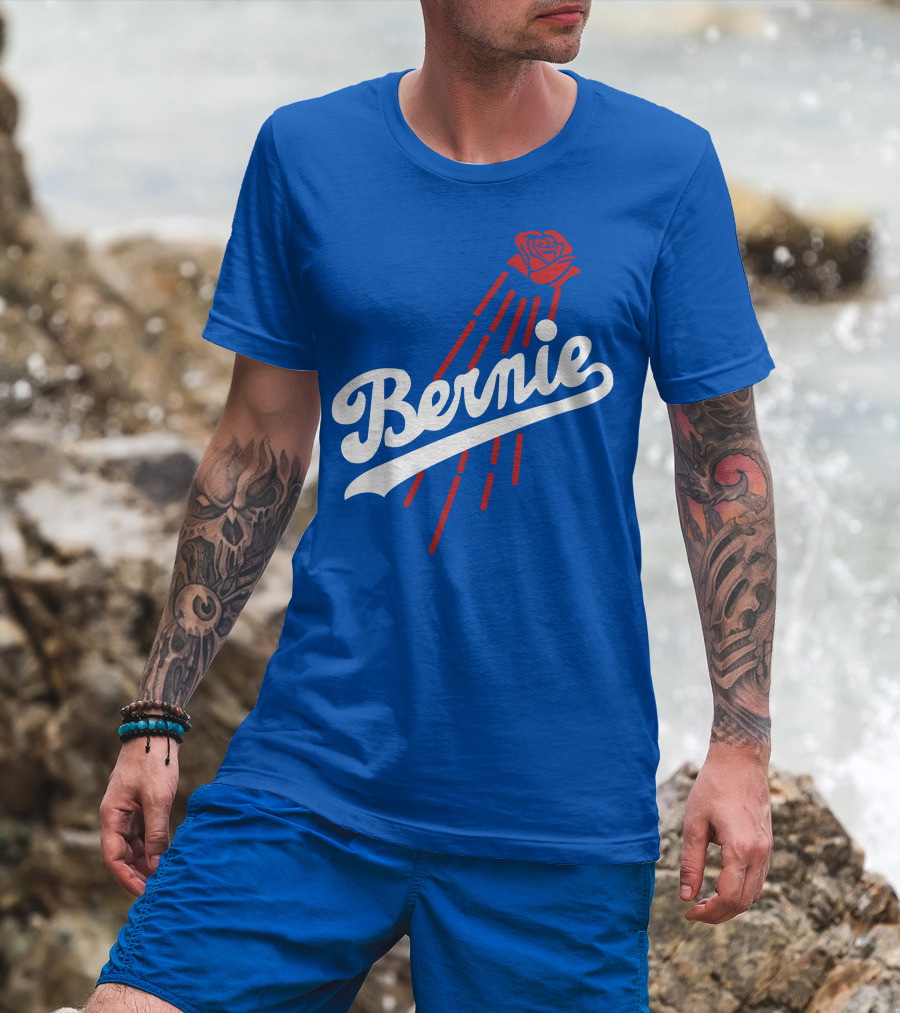 Bernie Sanders Dodgers Logo Rose T-Shirt