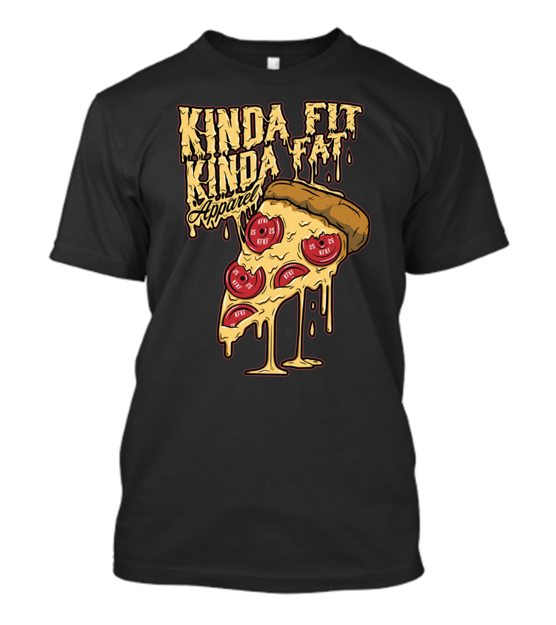 Kinda Fit Kinda Fat Apparel Melting Pizza Slice With Pepperoni Weights T-Shirt