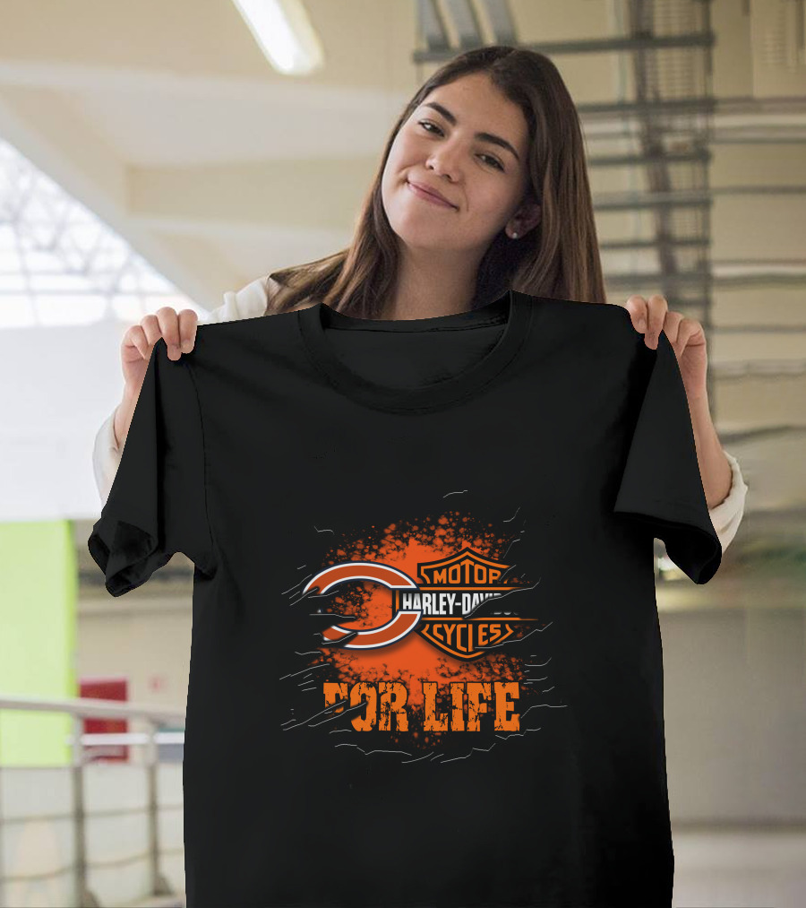 Chicago Bears Harley Davidson Motorcycles For Life T-Shirt