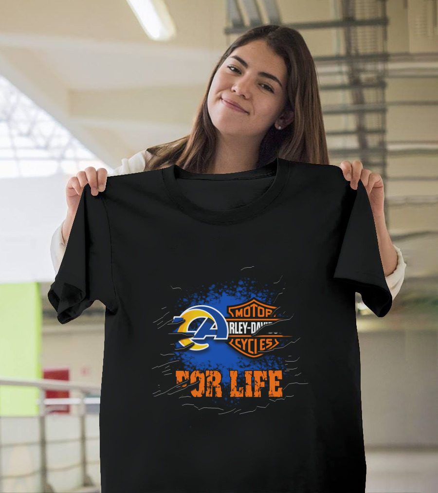 Los Angeles Rams Harley Davidson Cycles For Life T-Shirt