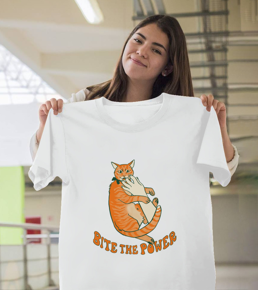 Bite The Power Goblin Criminal Kenny Cat Biting Hand T-Shirt