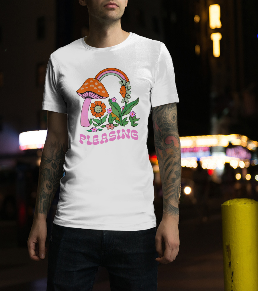 PLEASING Flower Mushroom Rainbow Garden T-Shirt