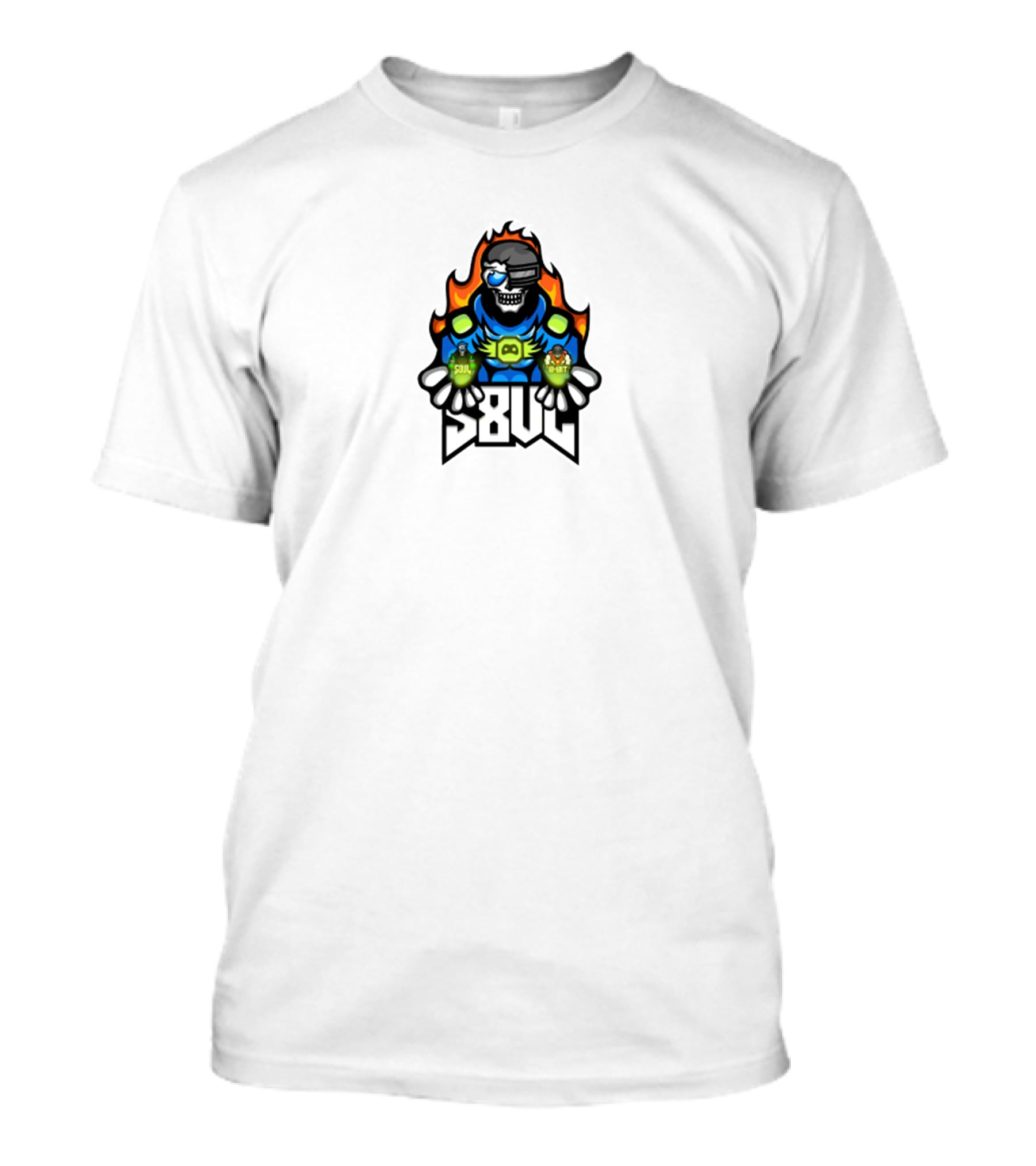 S8UL Gamer Mascot With VR Headset And Fiery Background T-Shirt