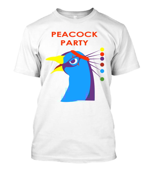Peacock Party Auburn Blue Bird Colorful Head T-Shirt