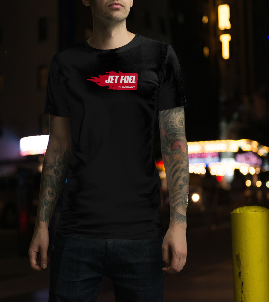 JET FUEL QUADRANT Flame Red Typography T-Shirt