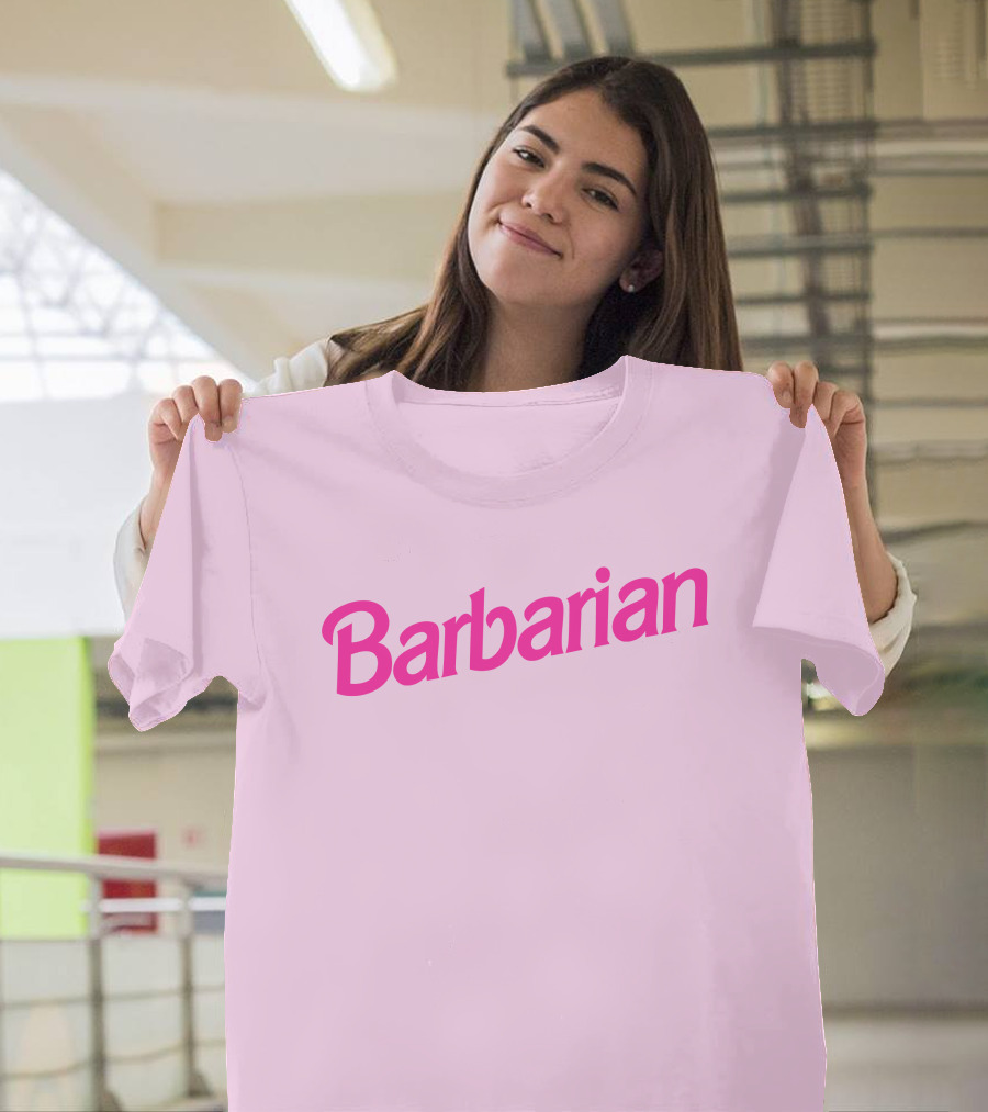 Barbarian Barbie Pink Font T-Shirt