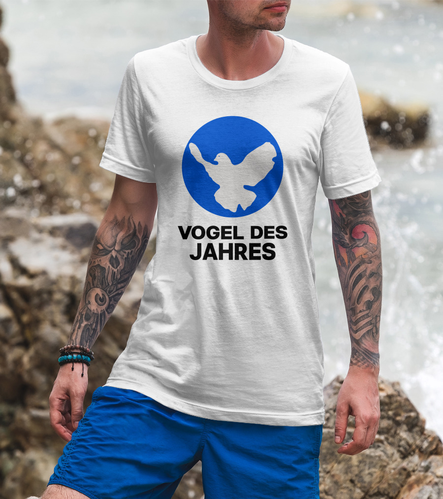 Vogel Des Jahres Columbidae Doves Silhouette In Blue Circle T-Shirt