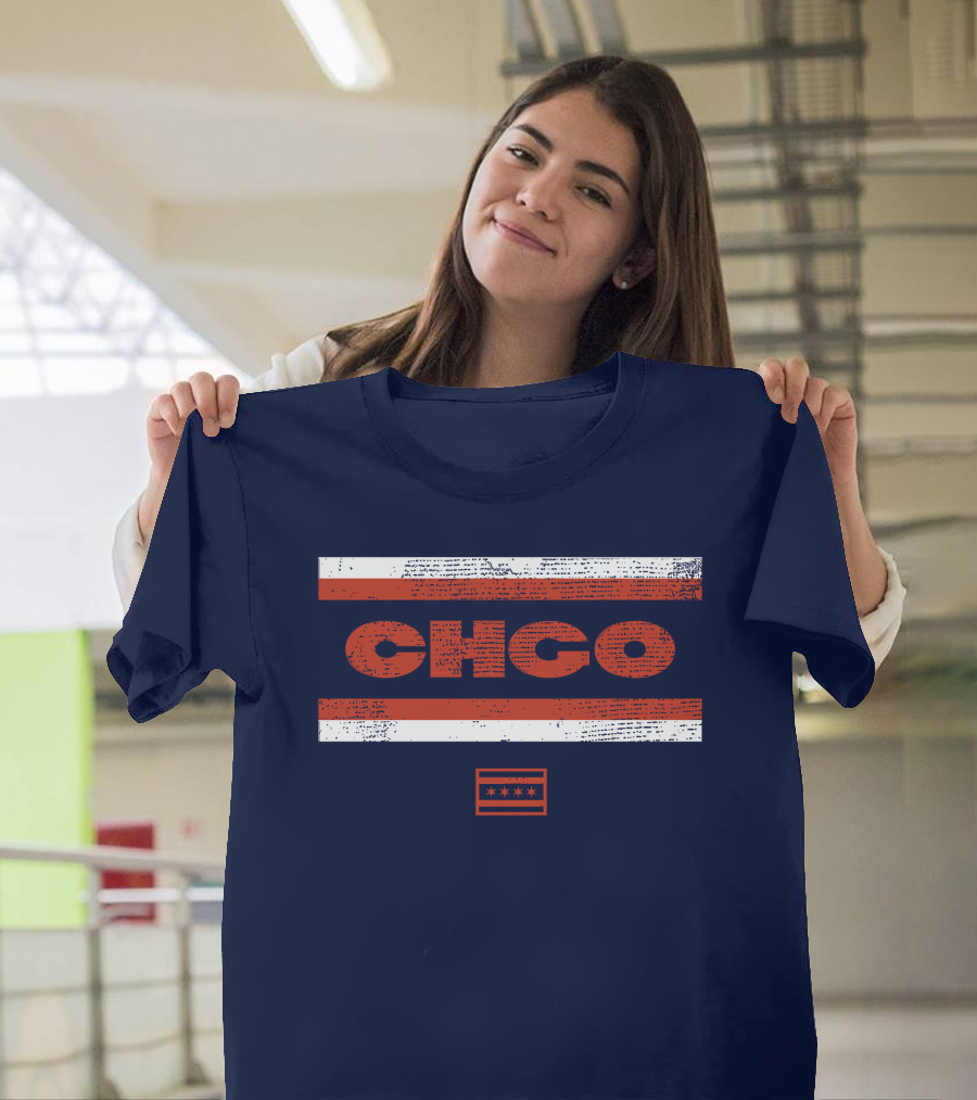 Brenda Webber CHGO Midway Chicago Flag Stripes T-Shirt