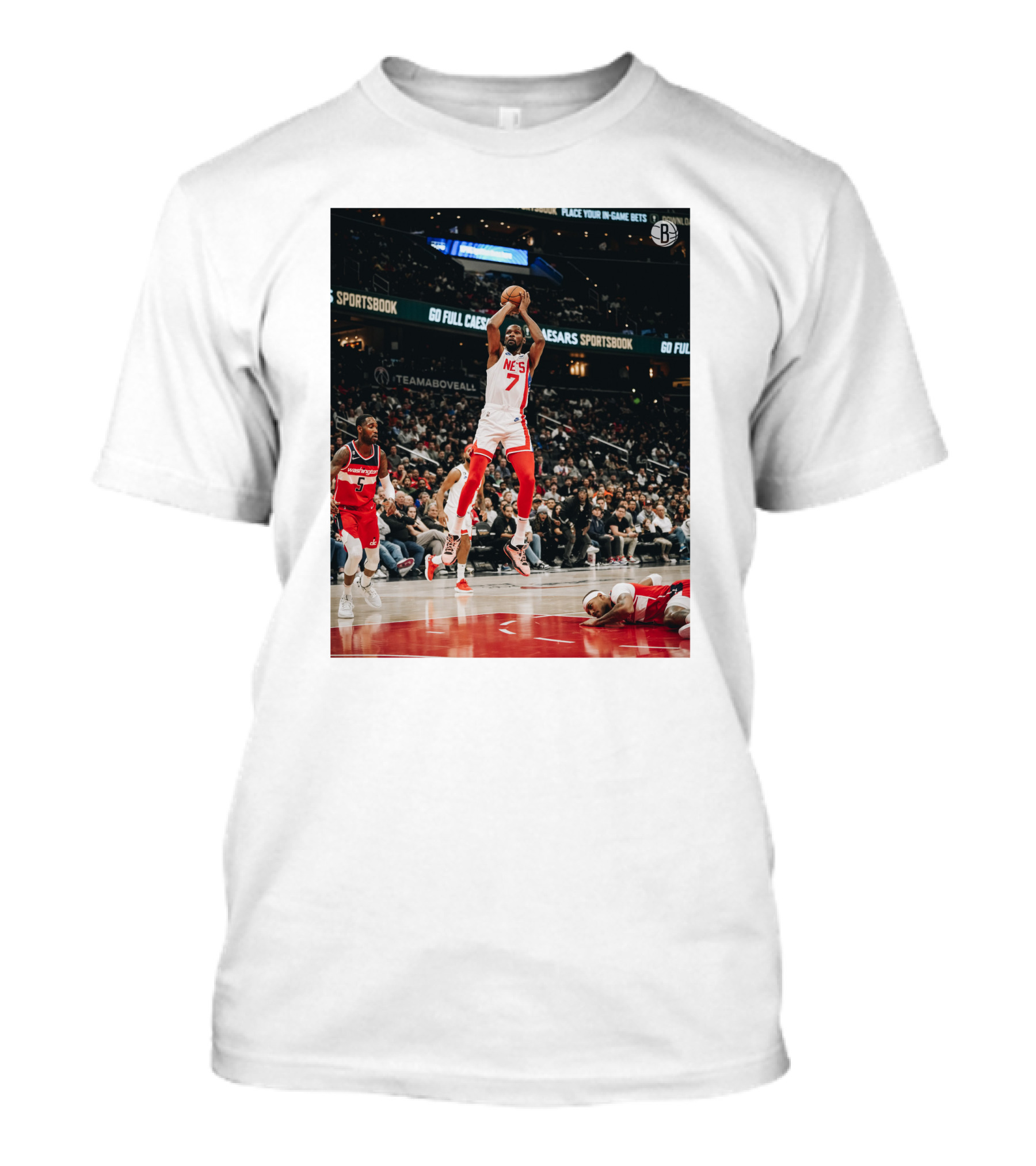 Kevin Durant Nets Dunk Against Washington Wizards NBA Action T-Shirt