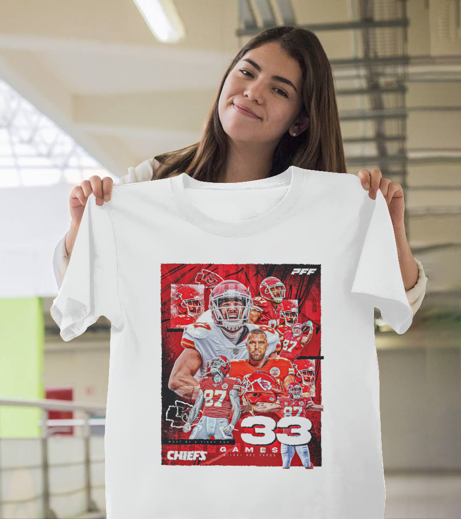 Chiefs Tight End Record 33 Games PFF Highlights T-Shirt