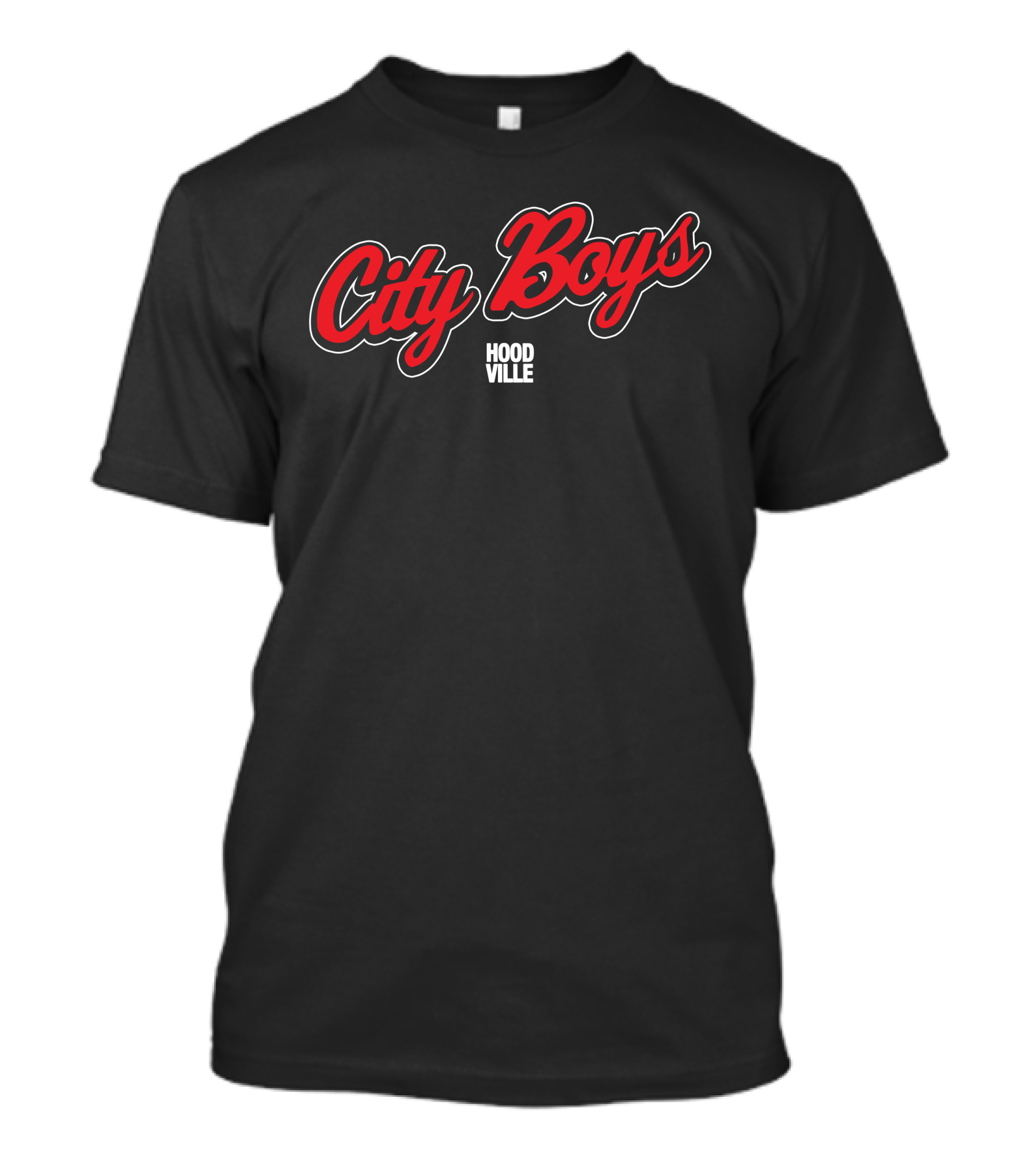 City Boys Hoodville Red Script Urban T-Shirt