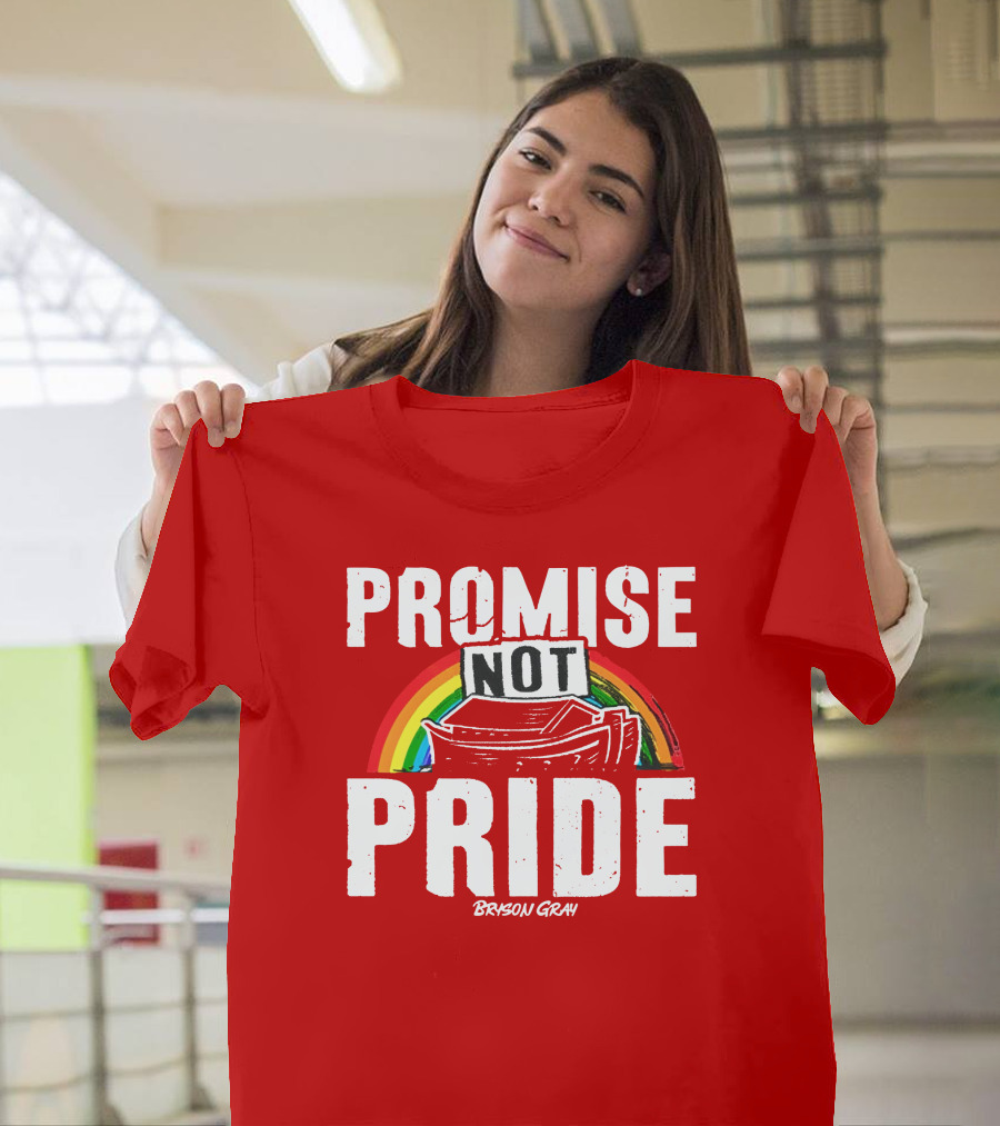 Promise Not Pride Noah's Ark Rainbow Bryson Gray T-Shirt