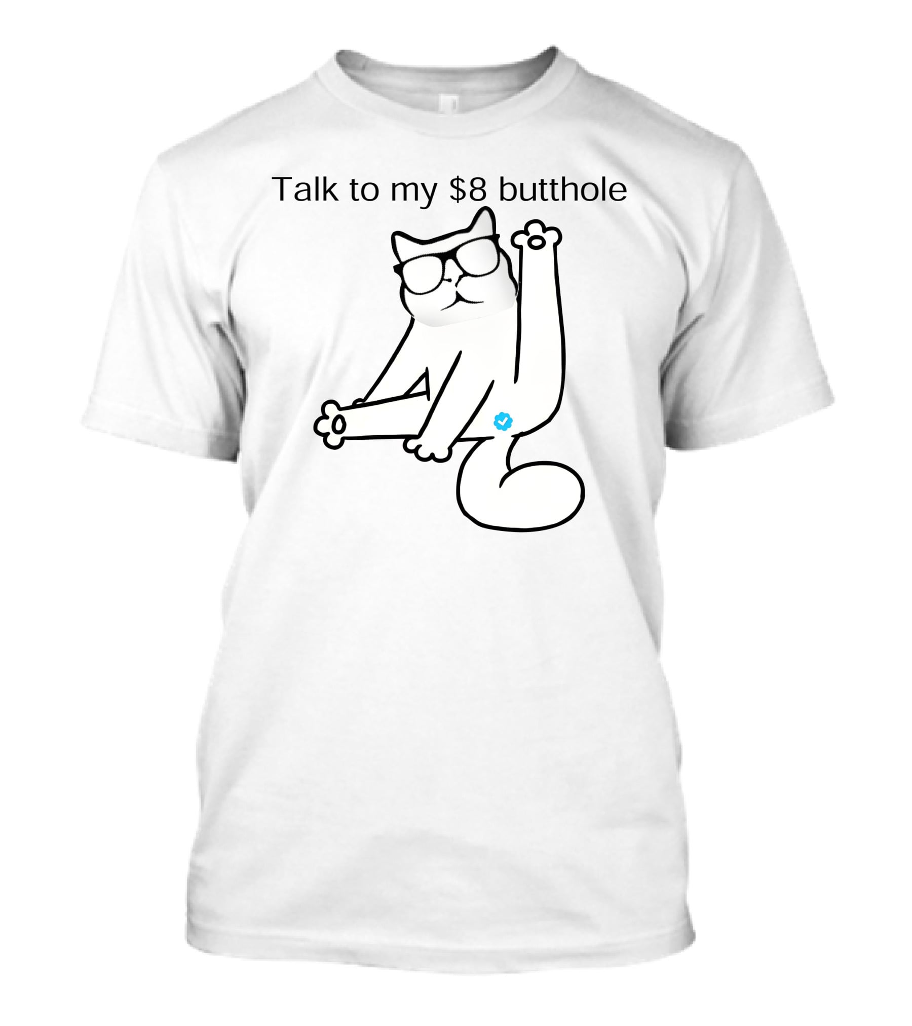 Talk To My $8 Butthole Cat Wearing Glasses Sitting Pose T-Shirt