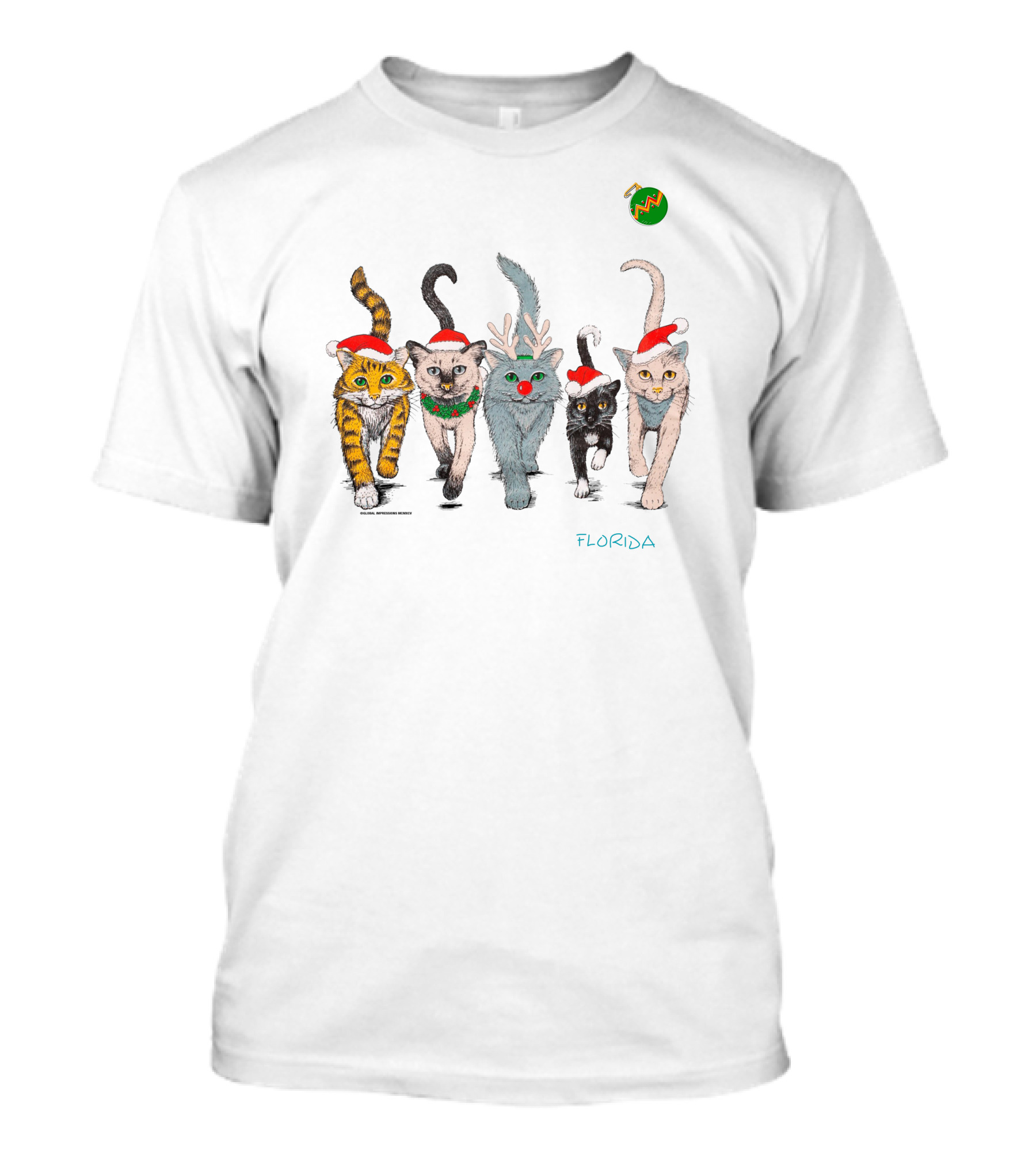 Florida Festive Cats Parade In Santa Hats T-Shirt