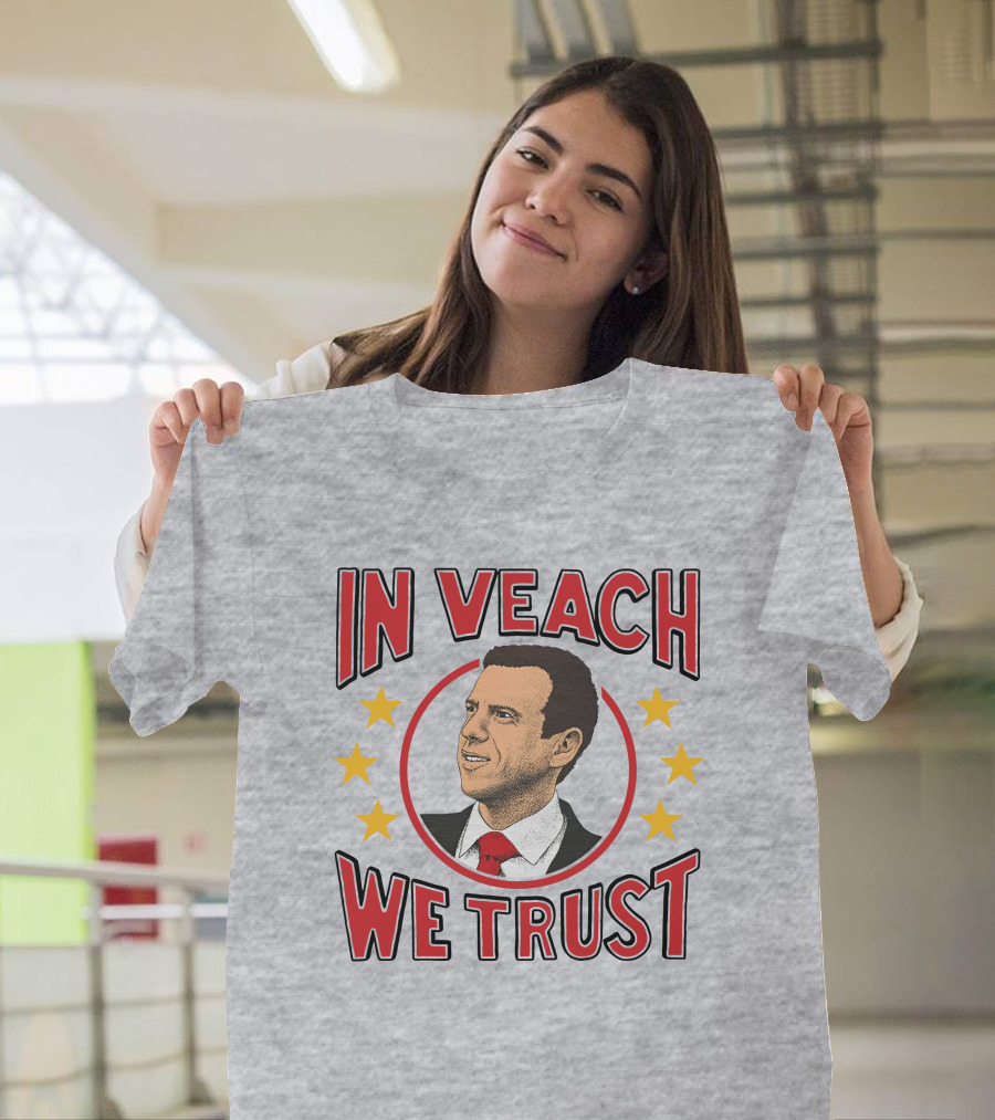 In Veach We Trust Red Tie Portrait with Yellow Stars T-Shirt