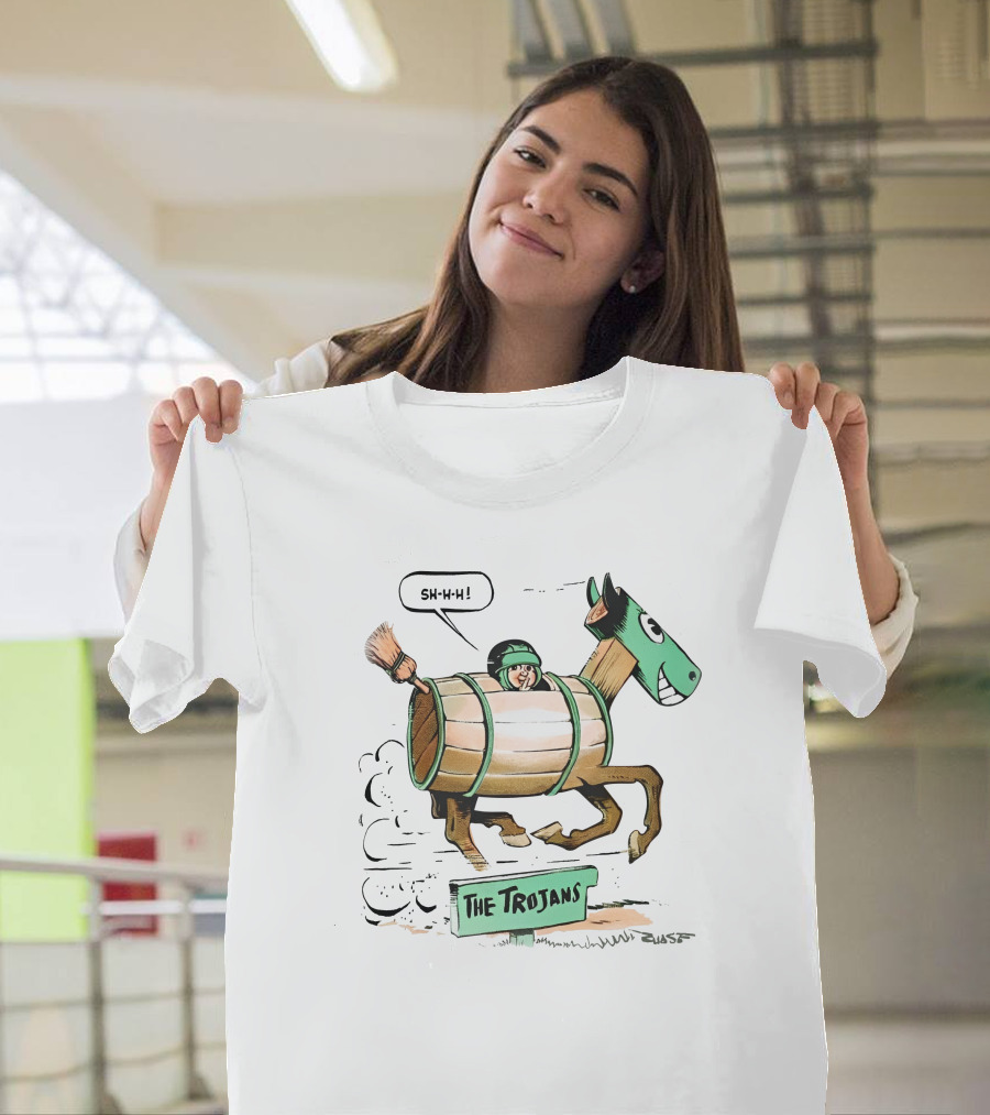 Tulane Football Sh-H-H The Trojans Trojan Horse Cartoon T-Shirt