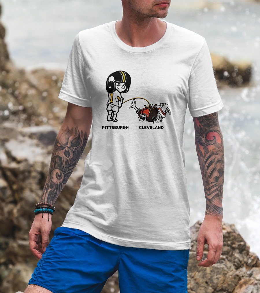 Yinzers Pittsburgh Cleveland Football Rivalry Cartoon T-Shirt