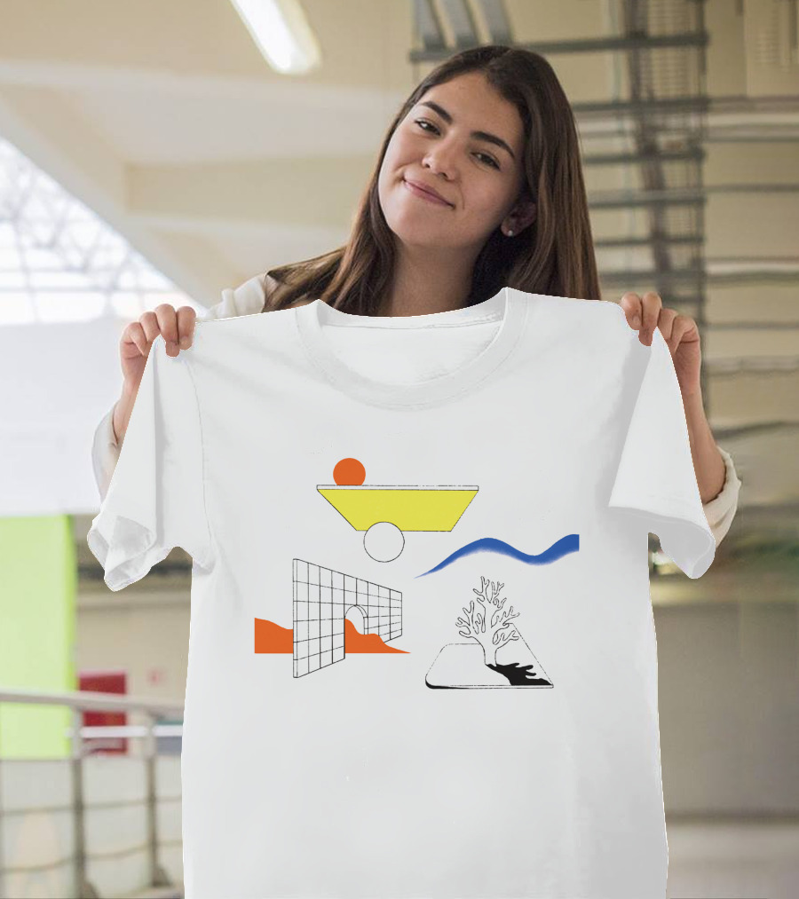 Winter Flower Reimagined Geometric Abstract Reflections T-Shirt
