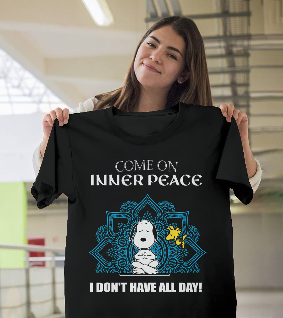Come On Inner Peace I Don't Have All Day Snoopy And Woodstock Lotus Mandala T-Shirt