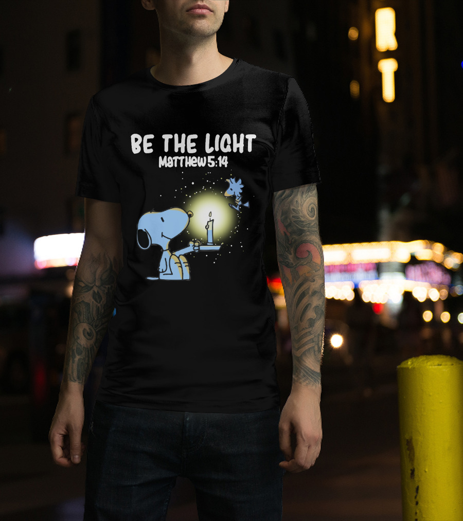 Be The Light Matthew 5:14 Snoopy Holding Candle Woodstock T-Shirt