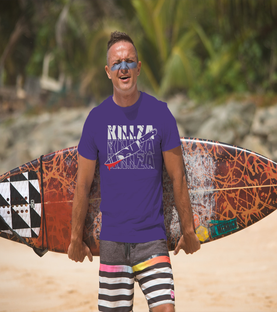 Killza Knife Graphic With Bold Repeated Text T-Shirt