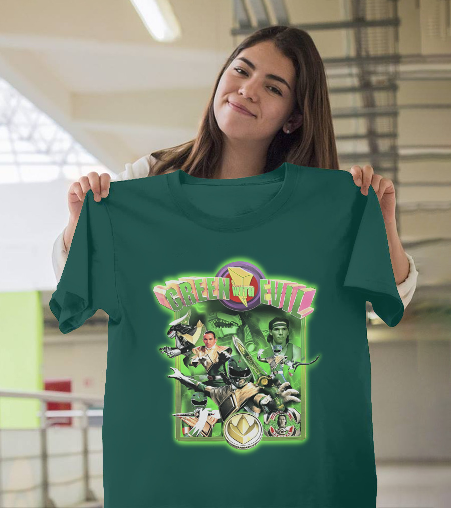 Green With Evil Mighty Morphin Power Rangers Iconic Characters and Symbols T-Shirt