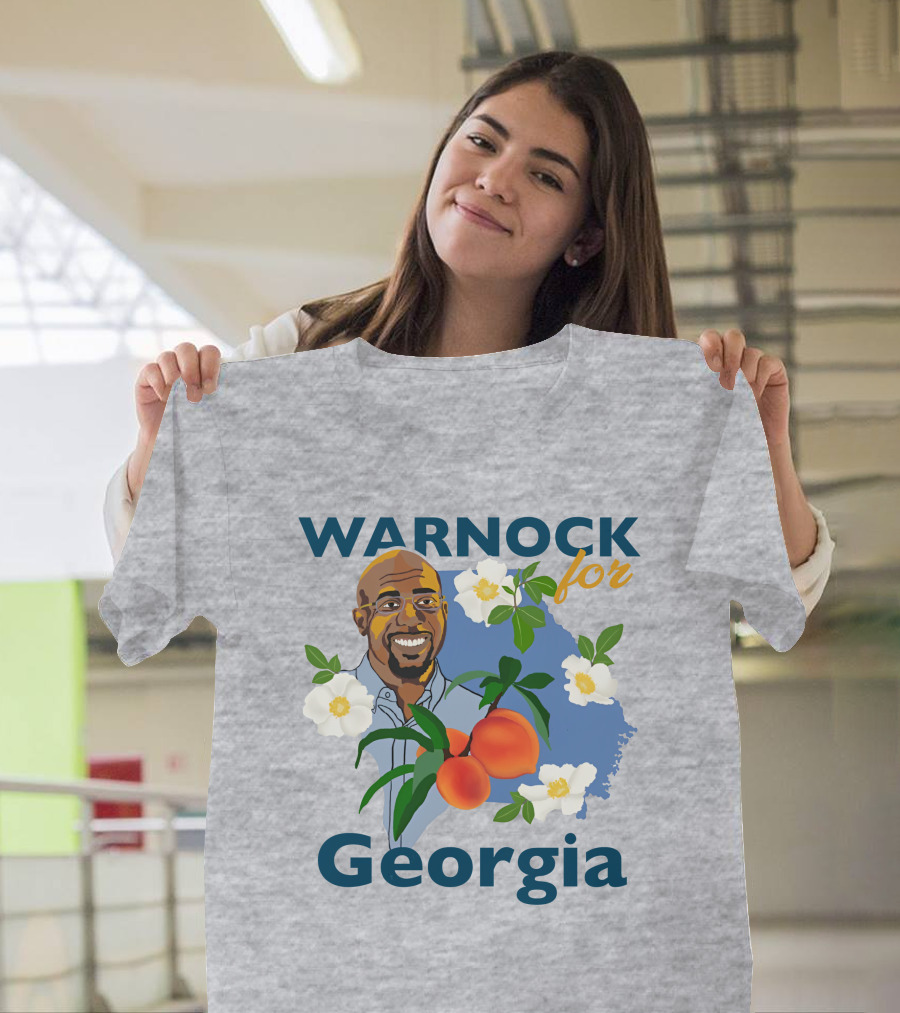 Warnock for Georgia Illustration with Flowers and Peaches T-Shirt