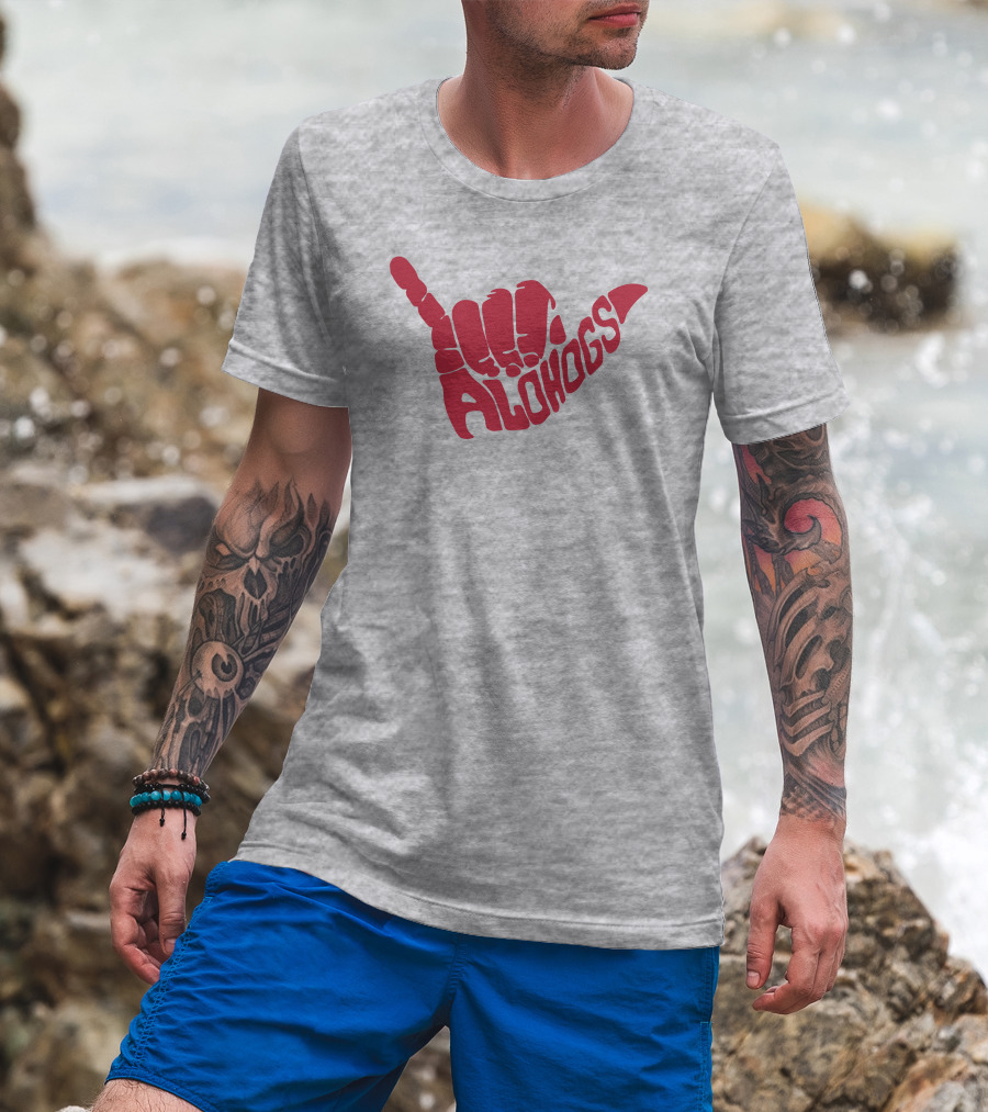 Shaka Hand Gesture With Alohogs Text T-Shirt