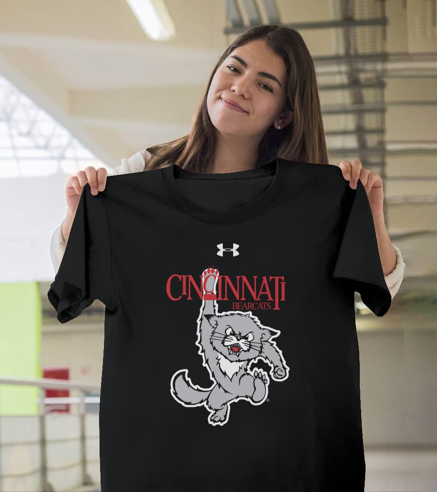 Cincinnati Bearcats 1990s Vault Logo Under Armour Retro Jumping Bearcat T-Shirt