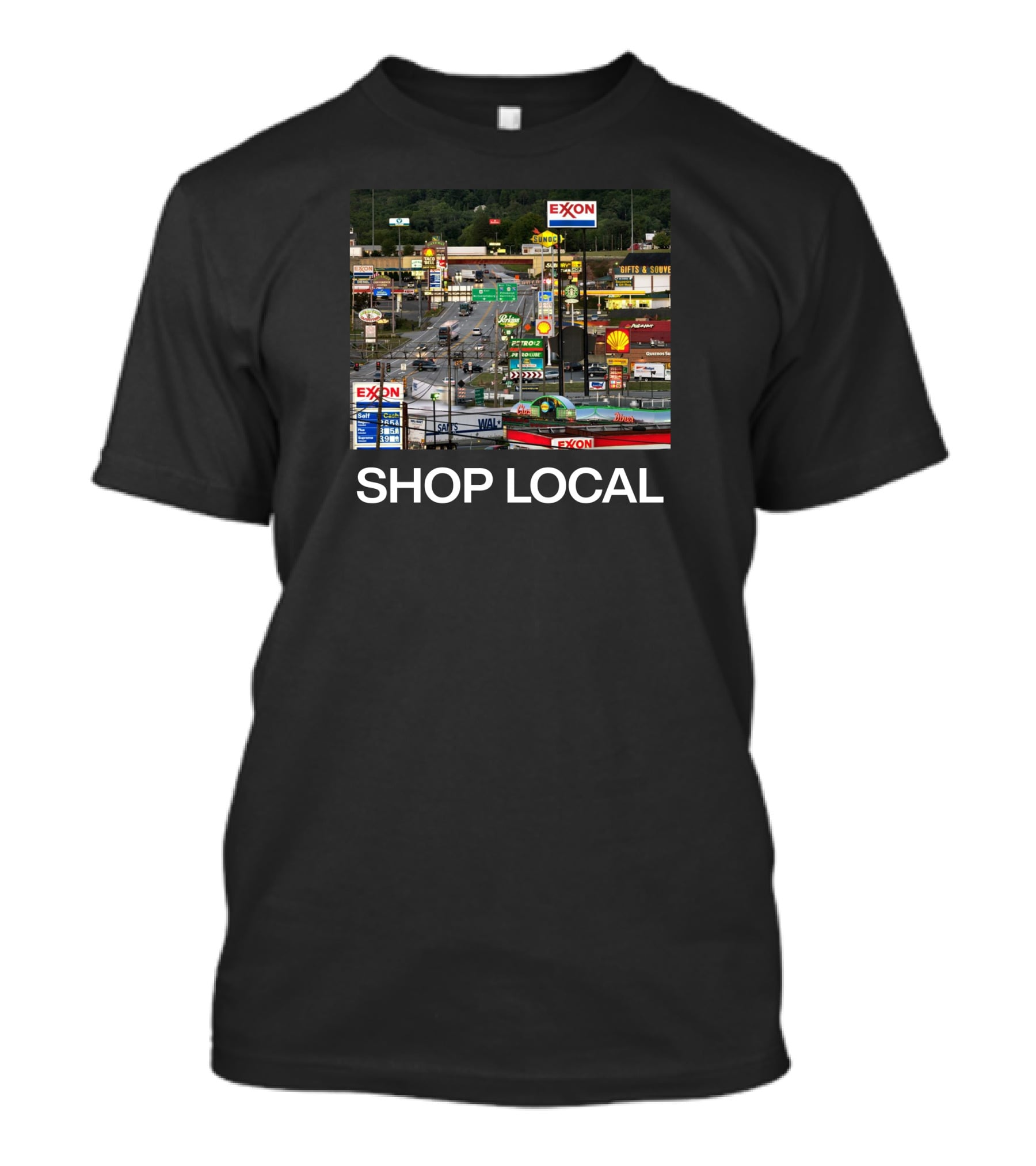 Breezewood Pennsylvania Shop Local Exxon Shell Highway Signs T-Shirt