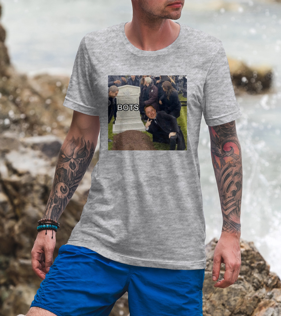 Elon Musk Bots Meme Graveyard Scene T-Shirt