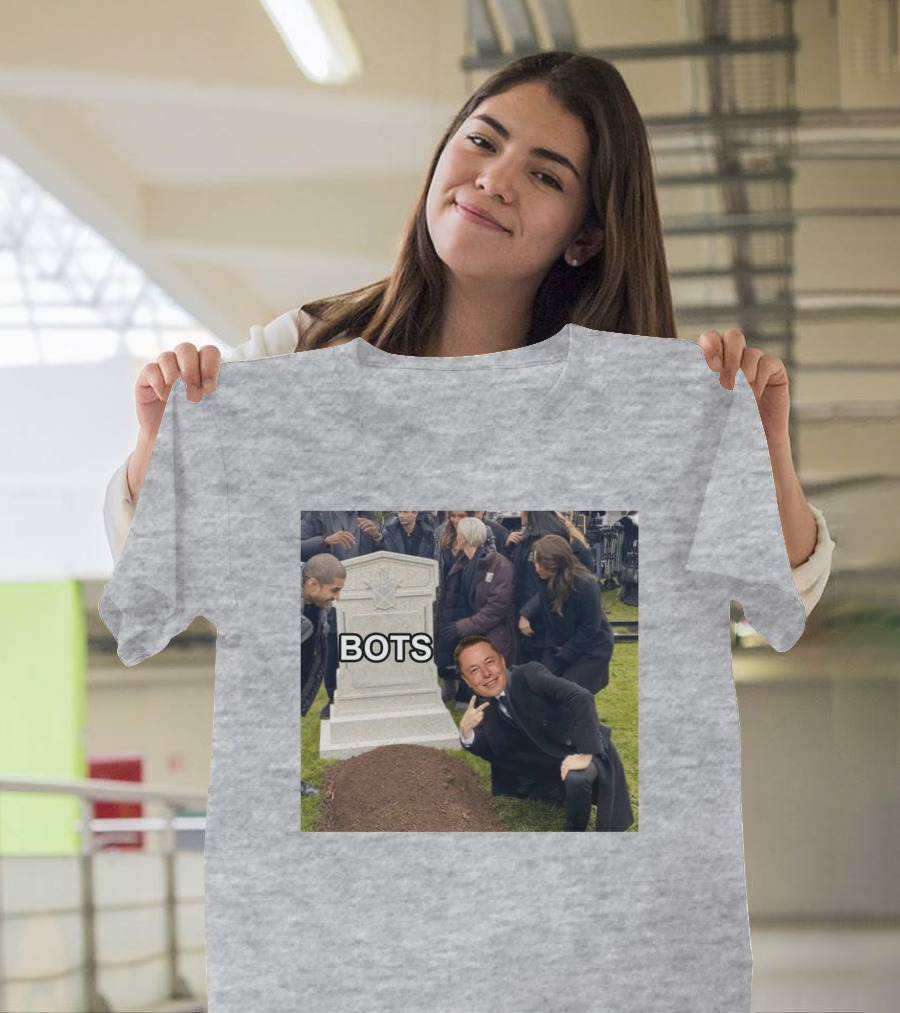 Elon Musk Bots Meme Graveyard Scene T-Shirt