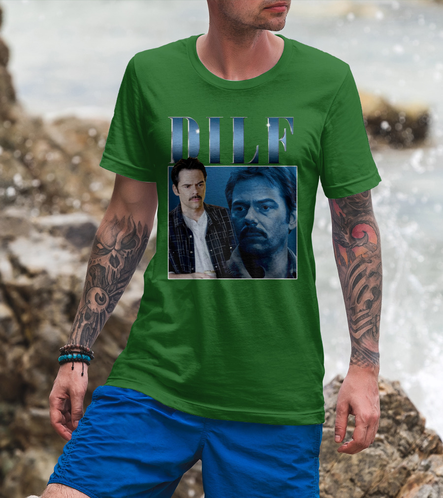Charlie Swan DILF Mustache Double T-Shirt