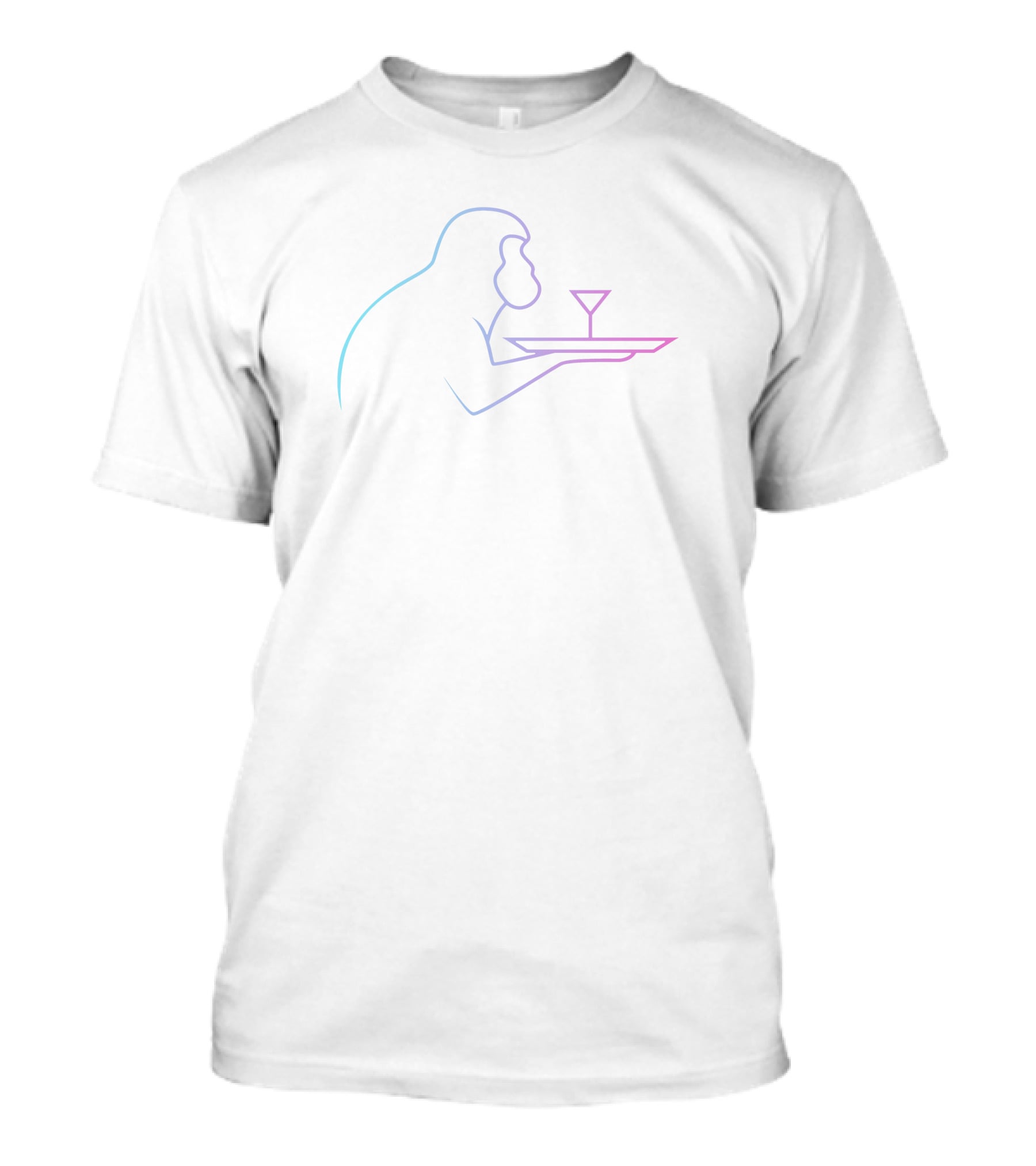 Drunken Ape Outline With Martini Neon Colors T-Shirt