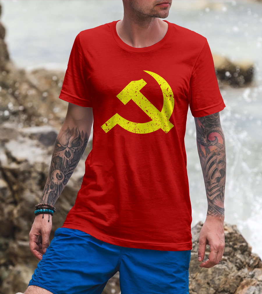 Aaron Spacethug Hammer And Sickle Communist Party Flag T-Shirt