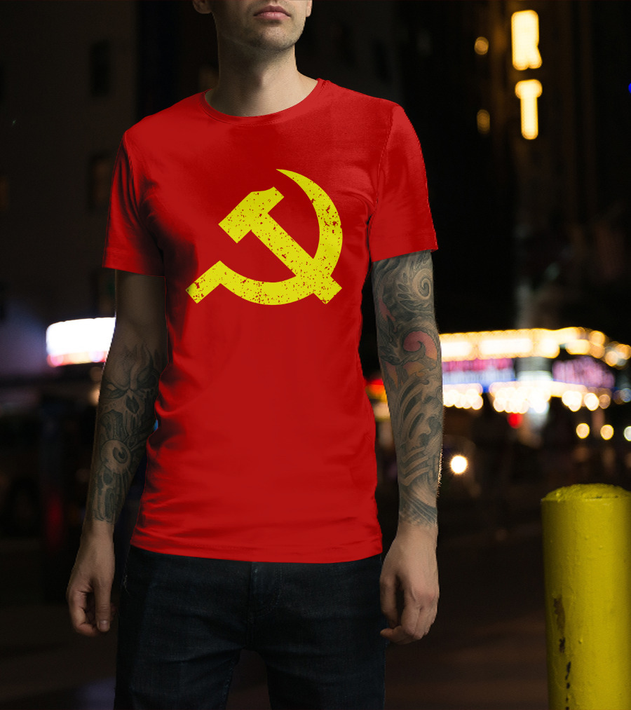 Aaron Spacethug Hammer And Sickle Communist Party Flag T-Shirt