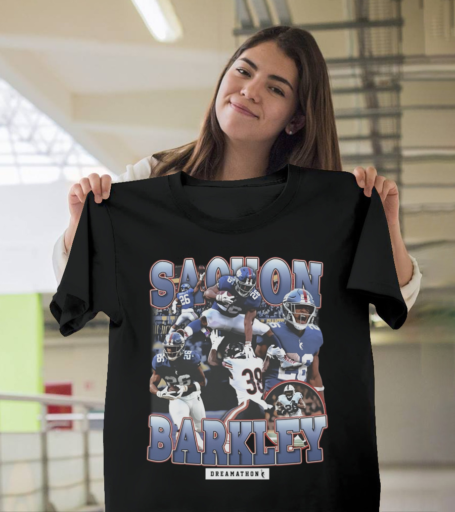 Sterling Shepard Wearing Saquon Barkley Dreamathon NFL Giants Football Collage T-Shirt