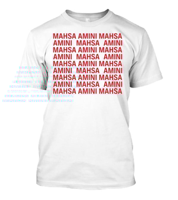 Jessica Chastain Mahsa Amini Repeated Text T-Shirt