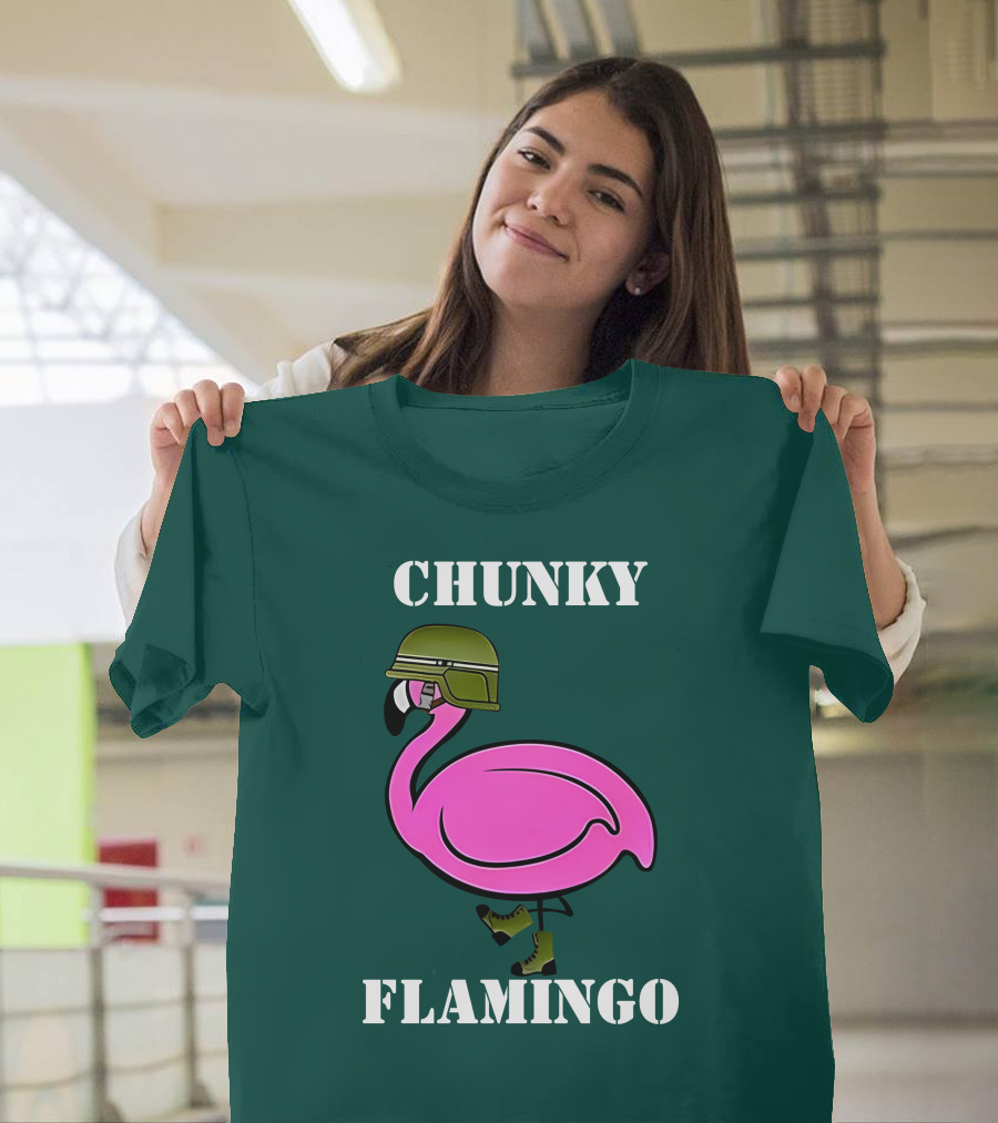 Chunky Flamingo Military Gymlifeanimal Boots Helmet T-Shirt