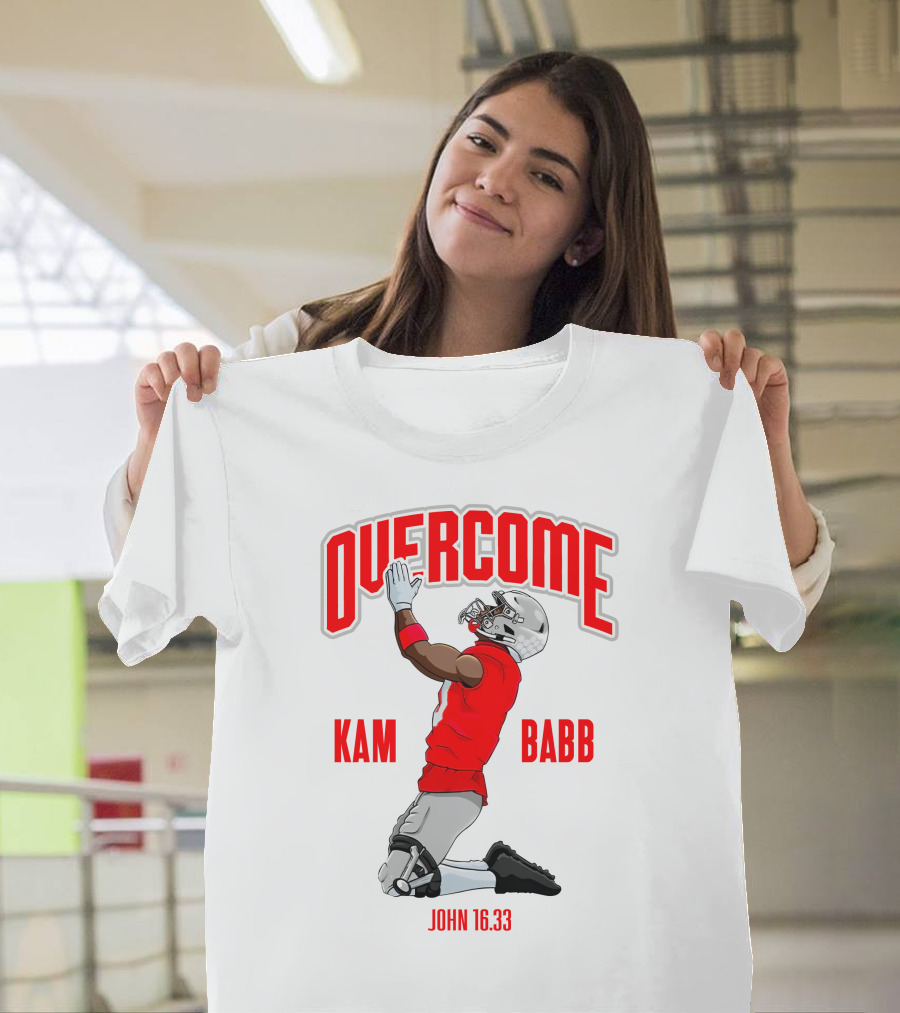 Overcome Kam Babb John 16:33 Football Kneeling Prayer Merch T-Shirt