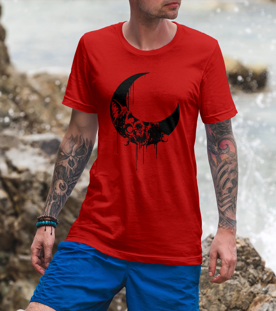 Mxmorggo Blood Moon Bat Dripping T-Shirt