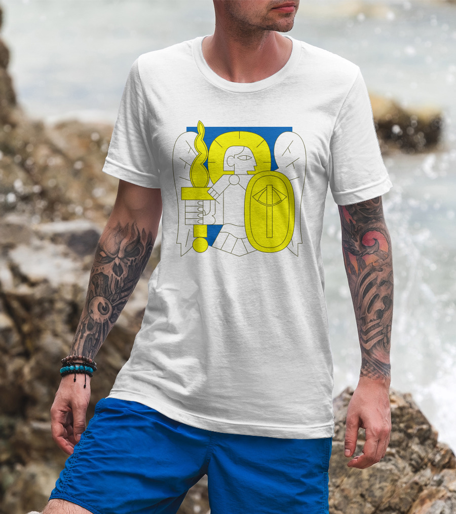 Saintjavelin Merch Kyiv Archangel Torch Shield Emblem T-Shirt