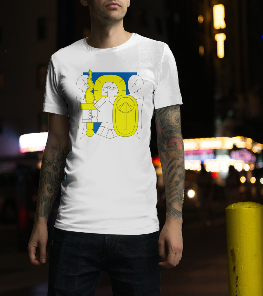 Saintjavelin Merch Kyiv Archangel Torch Shield Emblem T-Shirt