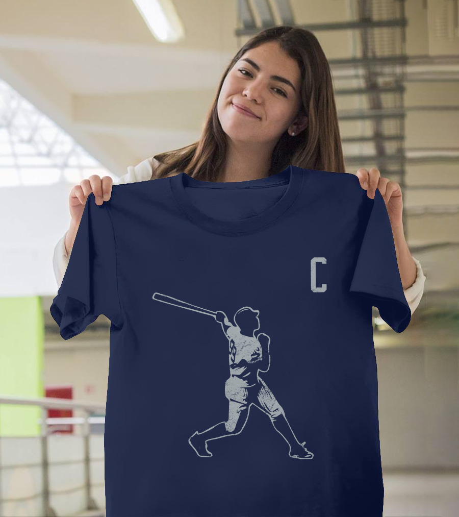 Jomboymedia Shop The C Baseball Silhouette Batter 8 Navy T-Shirt