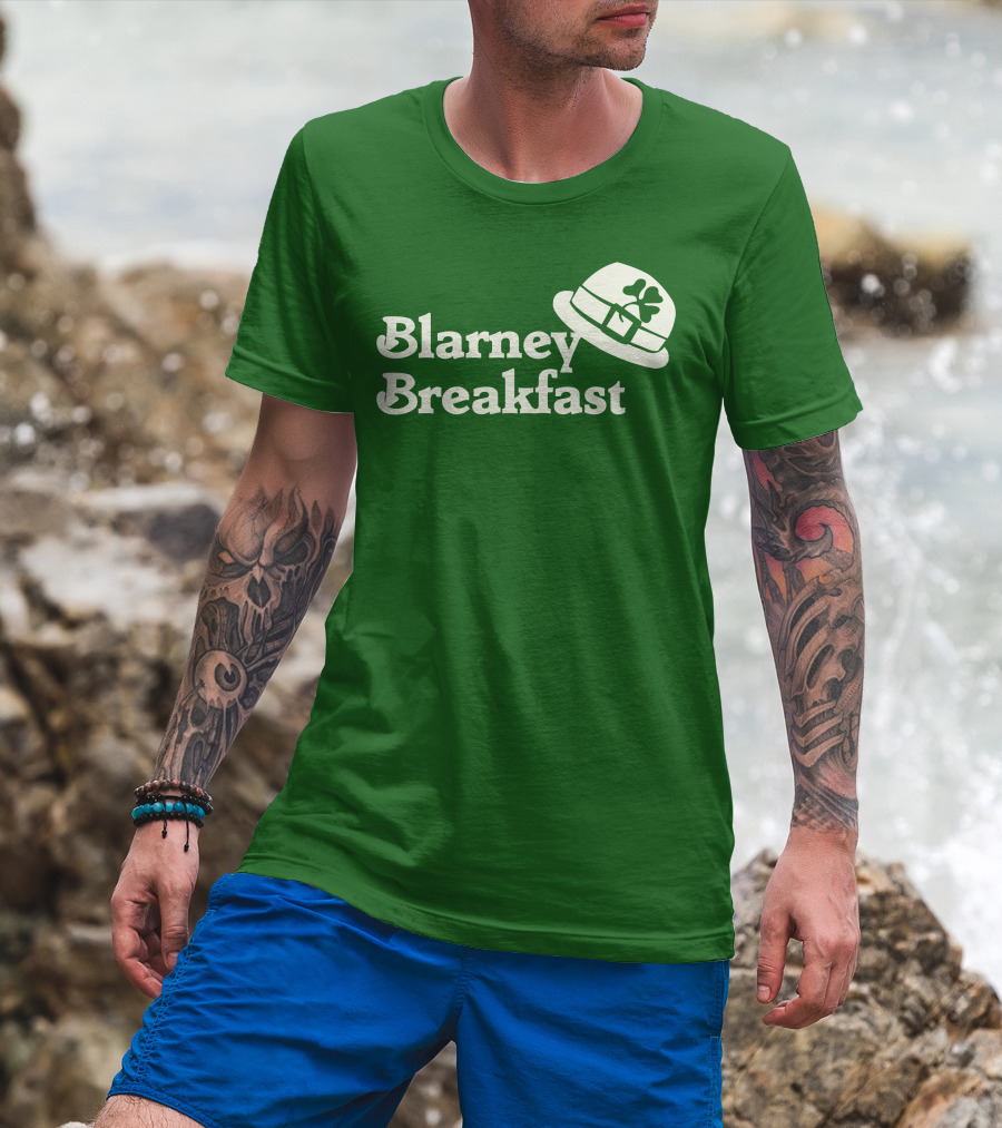 Blarney Breakfast Leprechaun Hat Shamrock Green T-Shirt