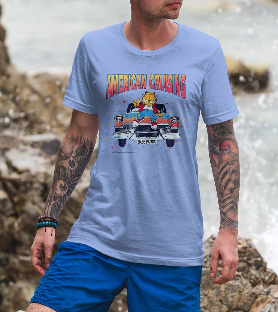 Garfield American Cruising Babe Patrol Vintage Car Vibe T-Shirt