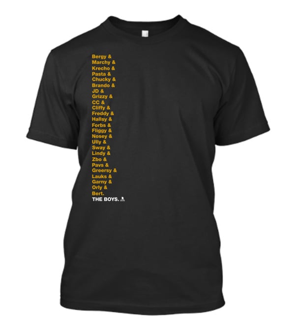Boston Bruins Bergy Marchy Krecho Pasta The Boys Iconic Team Lineup List T-Shirt