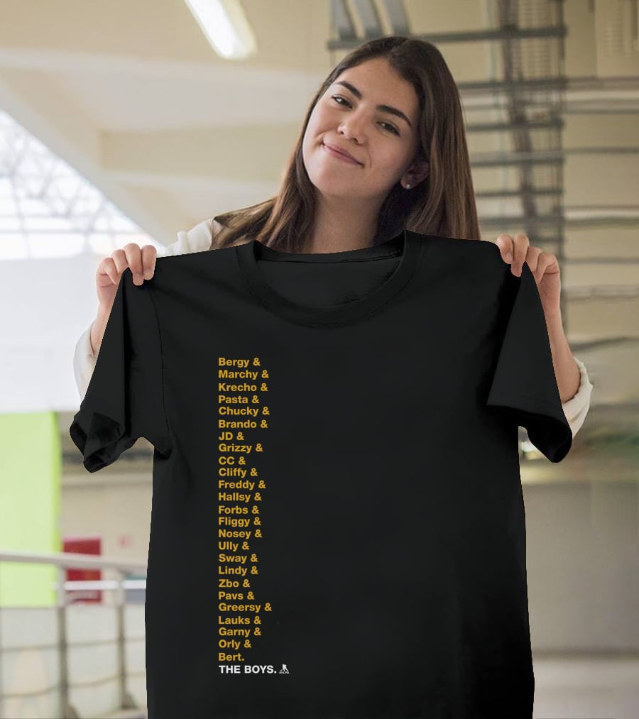 Boston Bruins Bergy Marchy Krecho Pasta The Boys Iconic Team Lineup List T-Shirt