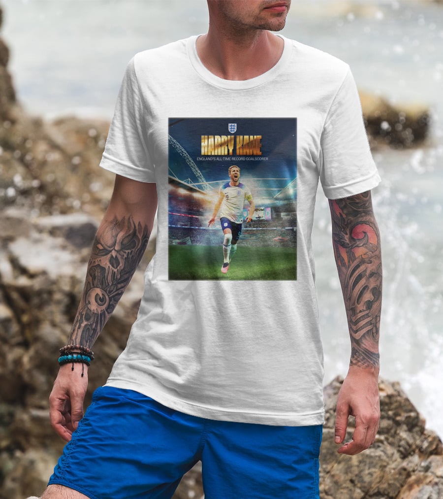 Harry Kane England's All-Time Record Goalscorer Wembley Stadium Celebration Footballer T-Shirt