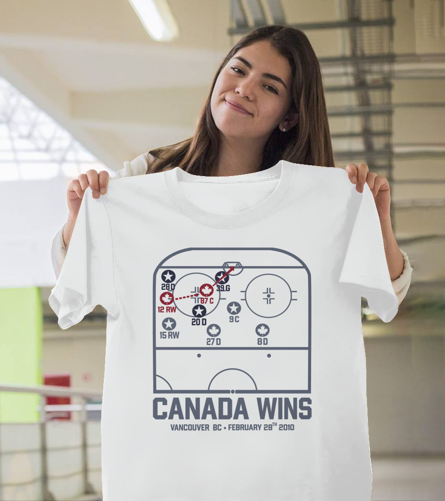 Canada Wins Vancouver BC February 28Th 2010 Hockey Rink Strategy Map T-Shirt